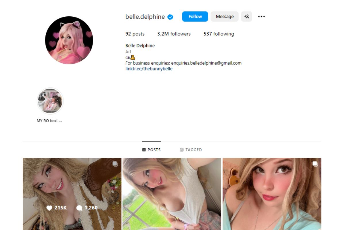 Why has Belle Delphine been removed from Instagram?