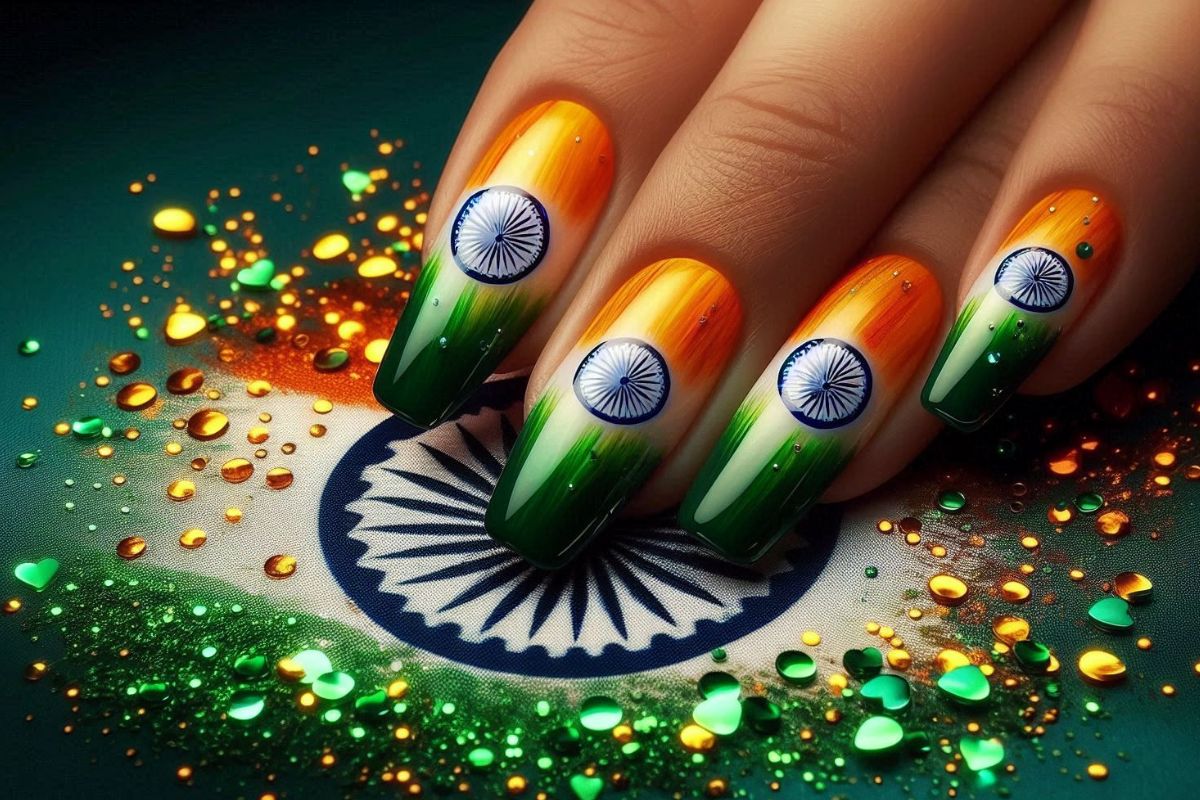 Indian Flag Nail Art